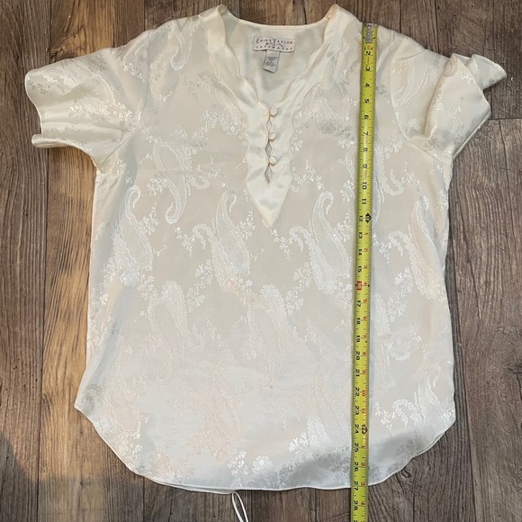 Erika Taylor Intimates Ivory Paisley Pajama Set Top Shorts M - Picture 5 of 8